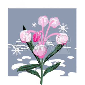 Winter Flowers with Falling Snow