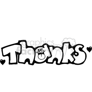   The clipart image features the word Thanks written in a bold, whimsical, and stylized font, suggesting a country or rustic style. There is a small graphic resembling a country-style illustration, such as a flower, positioned above the letter 
