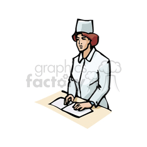 Nurse Writing in White Uniform