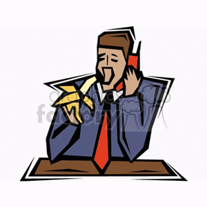 Businessman with Phone and Banana Cartoon