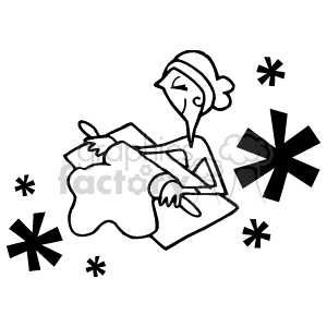 The clipart image shows a simplified, stylized drawing of a person rolling out dough with a rolling pin. The person appears to be concentrating on the task and cooking or baking. There are small star-like shapes around the figure, which could represent either the act of cooking with flair or perhaps ingredients being sprinkled around.