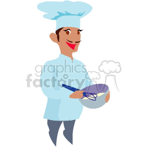 Smiling Chef with Mixing Bowl