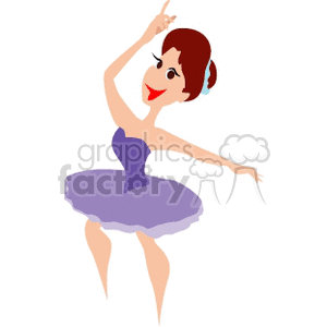 A cartoon ballerina dancing in a purple tutu.