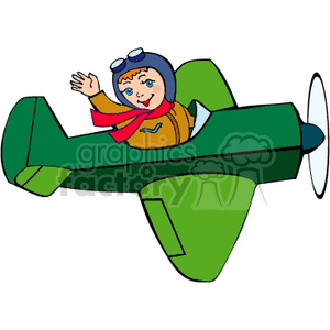 A Pilot Flying a Green Plane Waiving