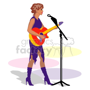 Woman Singing and Playing Guitar