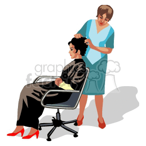 women getting her hair done