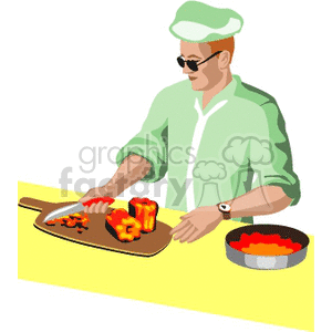 Chef Cutting Bell Peppers