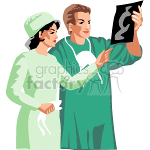 Doctors looking at x-ray results