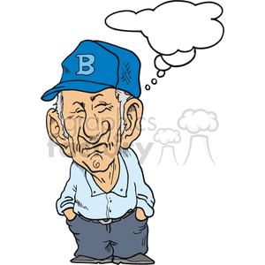 Cartoon Elderly Man with Thought Bubble