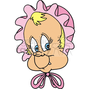 A Little Baby Girl Wearing a Pink Bonnet