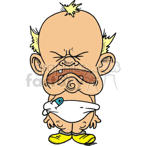 Crying Cartoon Baby with Diaper and Yellow Shoes