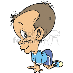 Cartoon Illustration of Happy Crawling Toddler Boy