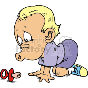 Cartoon Baby Boy Crawling Towards Pacifier