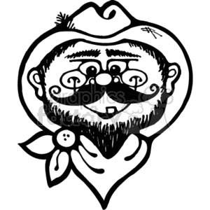 Happy Western Cowboy Caricature with Mustache and Bandana -