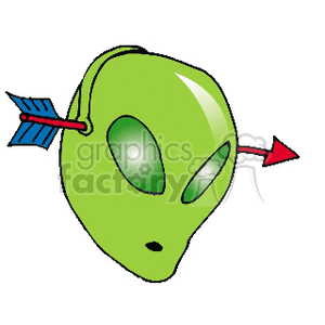 A Green Alien with a Red Arrow Through its head as a Joke