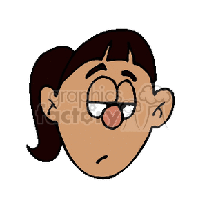 Cartoon Girl with Skeptical Expression