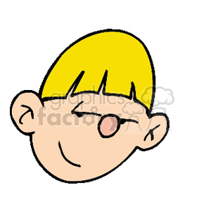 Cartoon clipart of a boy's head with yellow hair and a smiling expression.