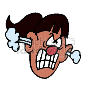 Angry Cartoon Woman with Steam from Ears