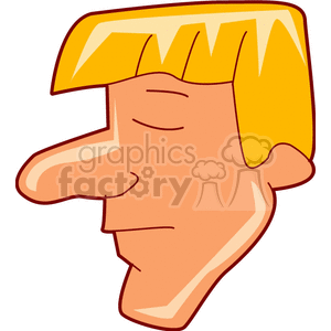 Cartoon illustration of a man's head with blonde hair and a neutral expression.