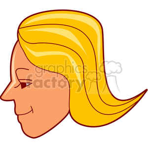 Side profile illustration of a woman's face with long, flowing yellow hair.