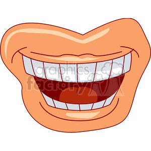 Cartoon Smiling Mouth with White Teeth