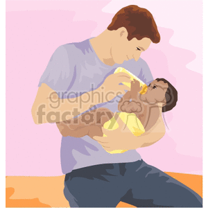 A clipart image showing a parent feeding a baby with a bottle, depicting themes of love, family, and adoption.