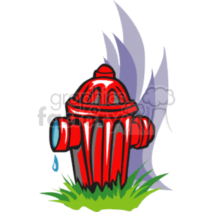 Red Fire Hydrant with Water Leakage