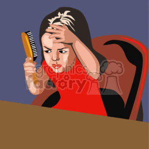 Little girl brushing her hair