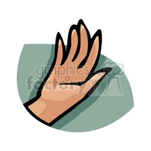 Clipart image of a stylized human hand with a green background.