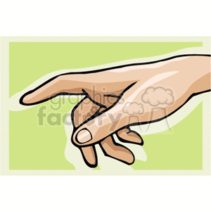 Illustration of an outstretched hand on a light green background.