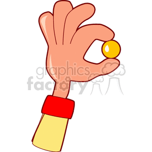 Cartoon Hand Holding Yellow Marble