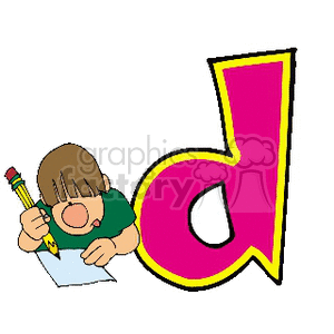 The letter d with child drawing