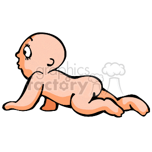 Naked baby crawling across the floor