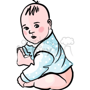 Cartoon Baby Illustration in Blue Onesie