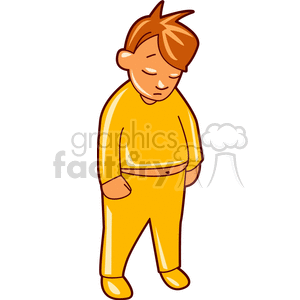 A sleepy boy in his pajamas