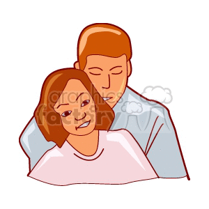 Illustration of a couple embracing, representing love and romance.