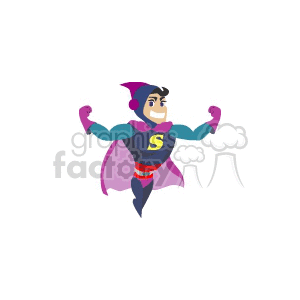 Cheerful Superhero with Purple Cape