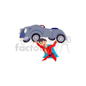 Super hero lifting a car