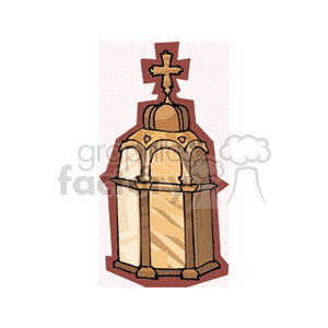 Illustration of a religious structure with a cross on top.