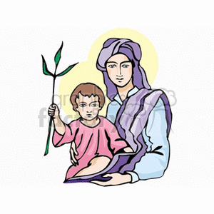 A clipart image of a religious figure holding a child, symbolizing a holy or sacred scene.