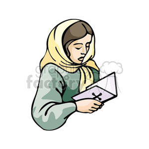 Praying Woman with Religious Book