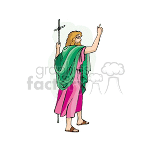 Clipart image of a biblical figure holding a cross and wearing robes.