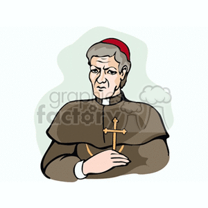 Clipart image of a religious priest holding a cross.