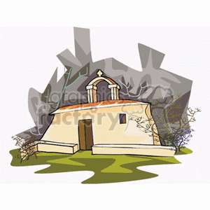 Illustrated Church with Cross