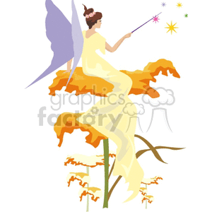 Enchanting Fairy on Flower with Magic Wand