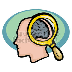 Magnifying glass inspecting the brain