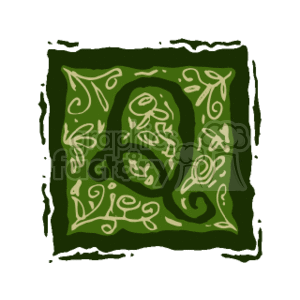 Green Flamed Letter Q