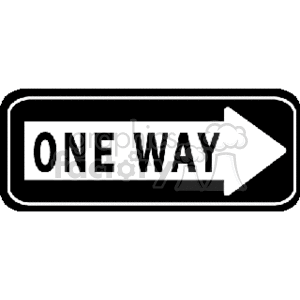 One Way Street Sign with Directional Arrow