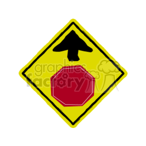 Warning Road Sign Illustration with Stop Sign Symbol