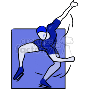The image shows a stylized representation of an ice skater, with a focus on the dynamic pose associated with ice skating. The clipart features bold lines and a limited color palette, emphasizing the movement and grace of the sport.